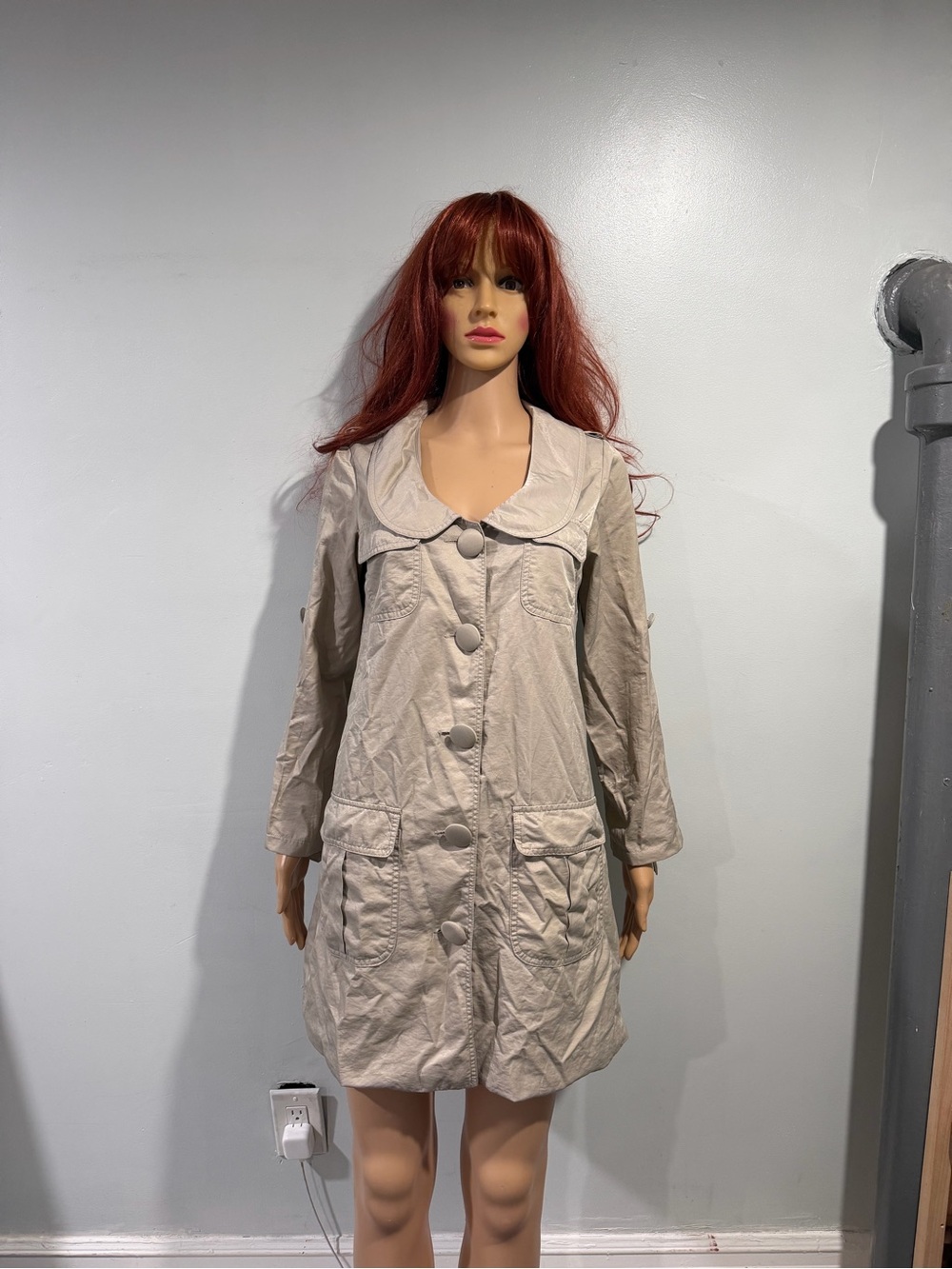 Light Beige Women’s Button-Front Coat